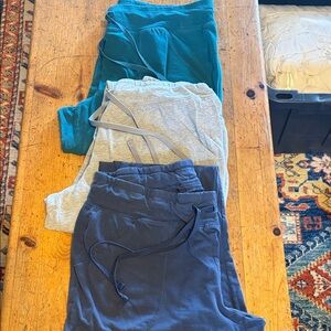 Women’s Pull-On Jogger Pants Trio - Teal, Light Gray, Navy